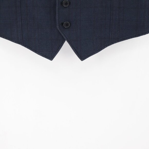 John Varvatos Vest Men 38 Linen Cotton Plaid Sleeveless Collared Waistcoat gilet - Picture 2 of 14